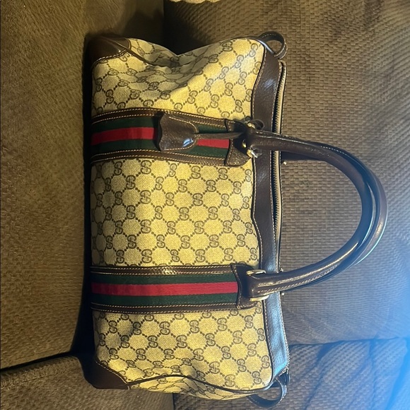 Gucci Boston Beige and Brown Monogram Handbag - Picture 1 of 12